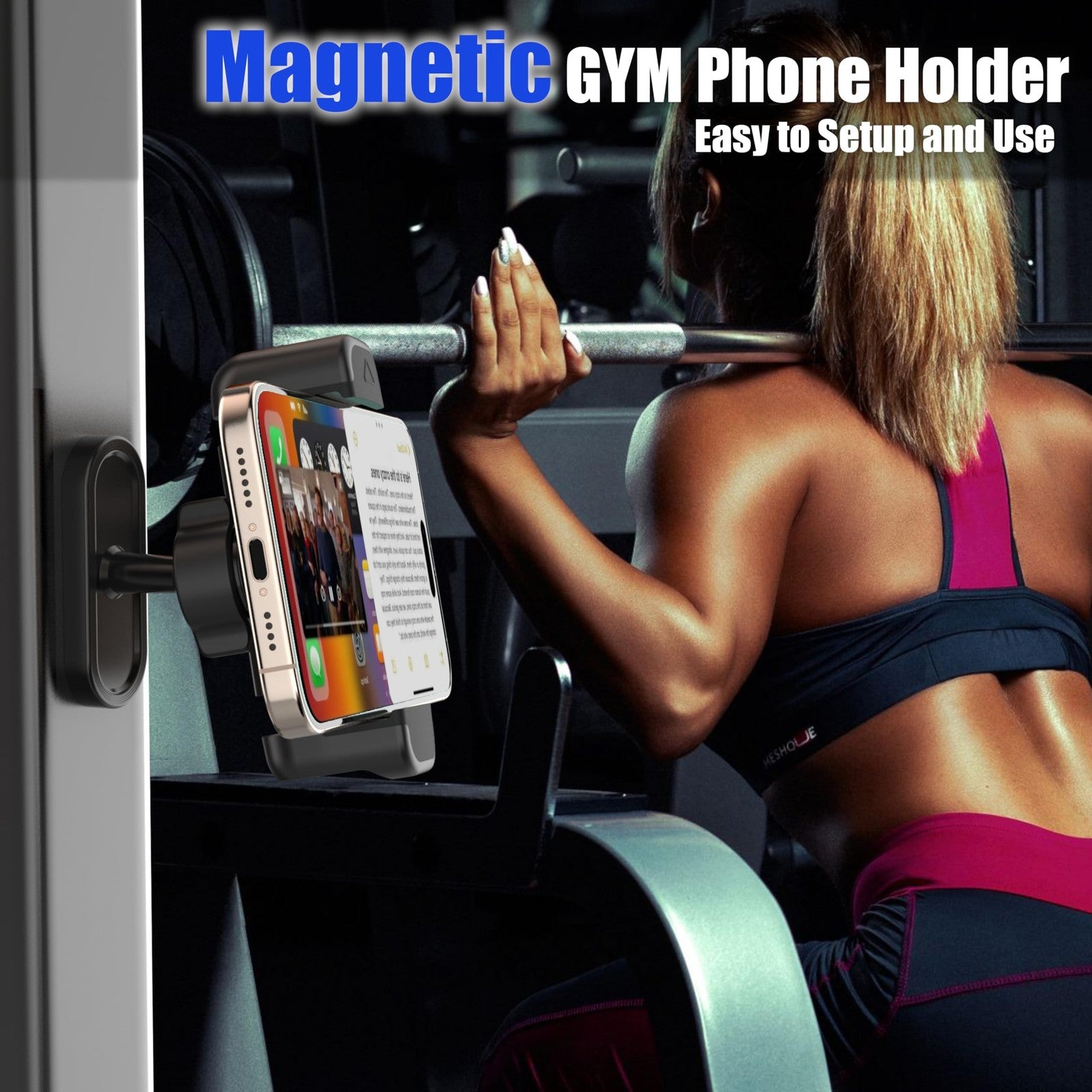Gym Magnetic Phone Holder Mount,Magnetic Cell Phone Holder for Gym,360 Degree...